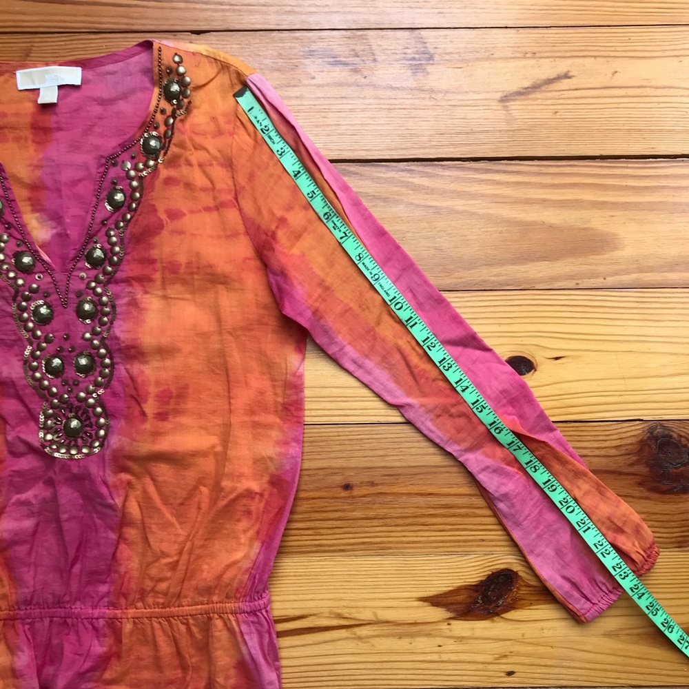 Michael Michael Kors Pink Orange Cotton Beaded Tunic Top, EUC, S - Picture 11 of 14